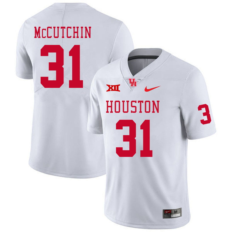 Men #31 Latrell McCutchin Houston Cougars College Football Jerseys Stitched Sale-White